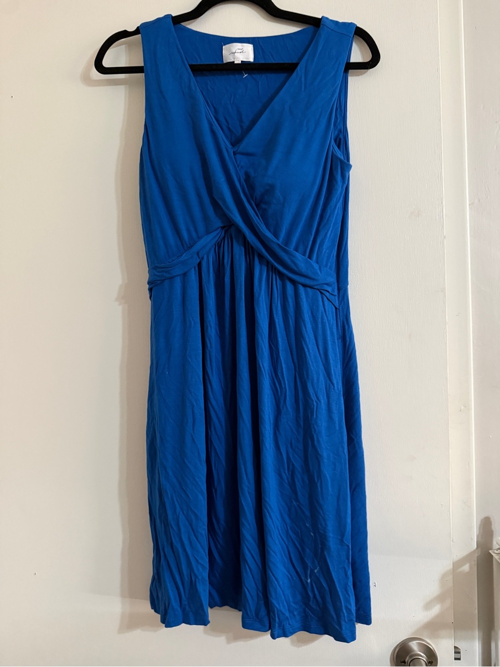 Sleeveless Blue Twist-Front Soma Dress